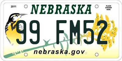NE license plate 99FM52