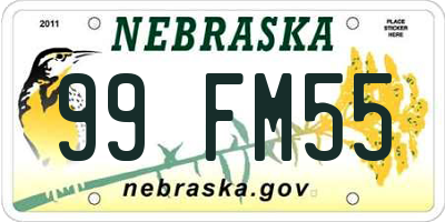 NE license plate 99FM55