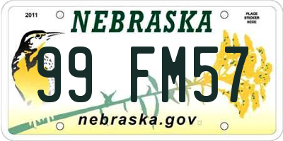 NE license plate 99FM57