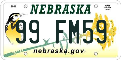 NE license plate 99FM59