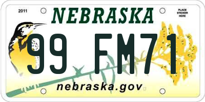 NE license plate 99FM71