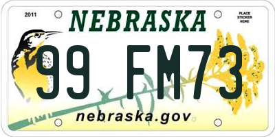 NE license plate 99FM73