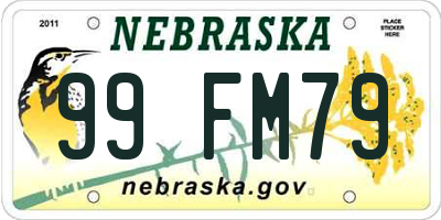 NE license plate 99FM79