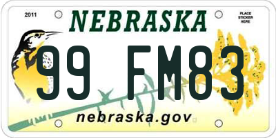 NE license plate 99FM83