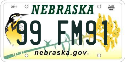 NE license plate 99FM91