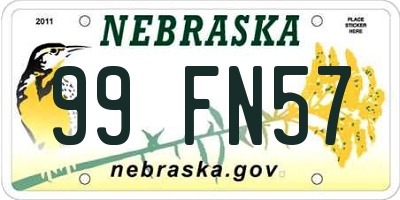 NE license plate 99FN57