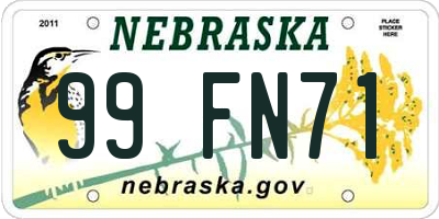 NE license plate 99FN71