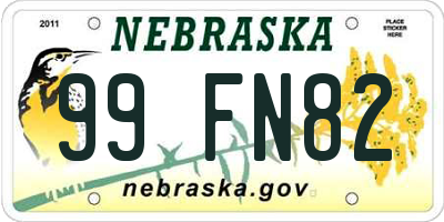 NE license plate 99FN82