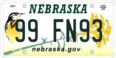 NE license plate 99FN93
