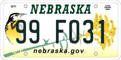 NE license plate 99FO31