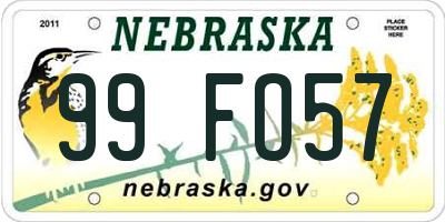 NE license plate 99FO57
