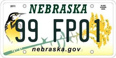 NE license plate 99FP01