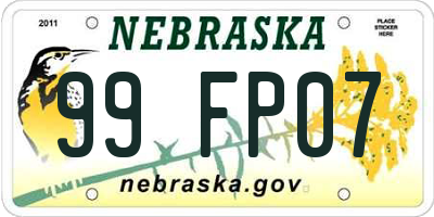 NE license plate 99FP07