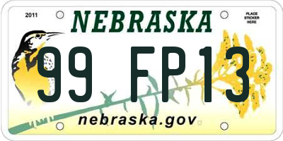 NE license plate 99FP13