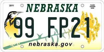 NE license plate 99FP21