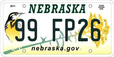 NE license plate 99FP26