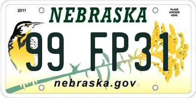 NE license plate 99FP31