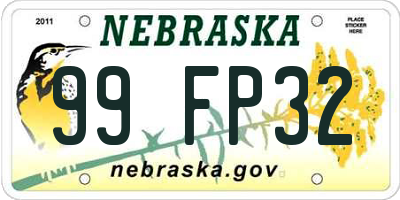 NE license plate 99FP32