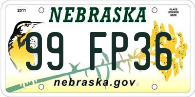 NE license plate 99FP36