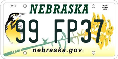 NE license plate 99FP37