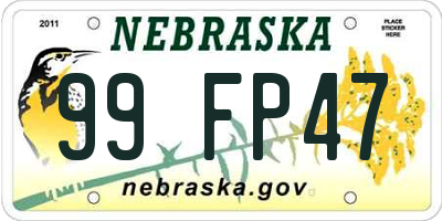 NE license plate 99FP47