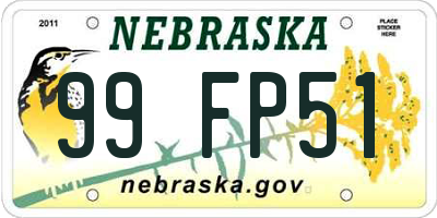 NE license plate 99FP51