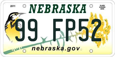 NE license plate 99FP52
