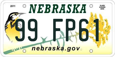 NE license plate 99FP61