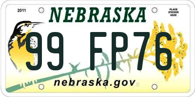 NE license plate 99FP76