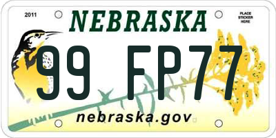 NE license plate 99FP77