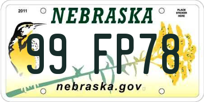 NE license plate 99FP78