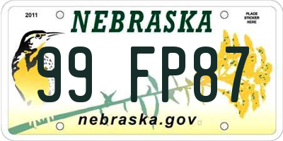 NE license plate 99FP87