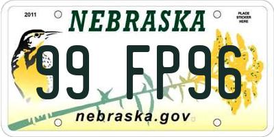 NE license plate 99FP96