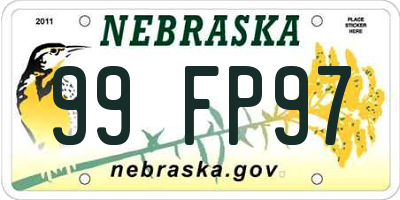 NE license plate 99FP97