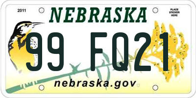 NE license plate 99FQ21