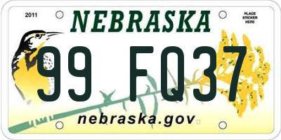 NE license plate 99FQ37