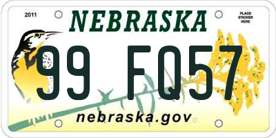 NE license plate 99FQ57