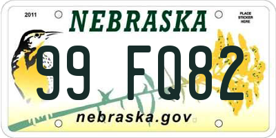 NE license plate 99FQ82