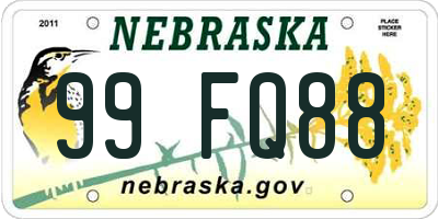NE license plate 99FQ88