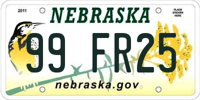 NE license plate 99FR25