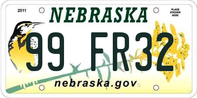 NE license plate 99FR32