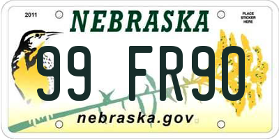 NE license plate 99FR90