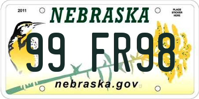 NE license plate 99FR98