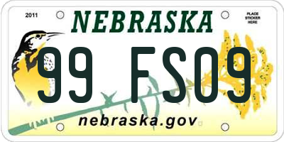 NE license plate 99FS09