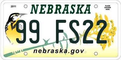 NE license plate 99FS22