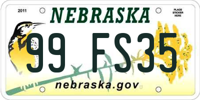 NE license plate 99FS35