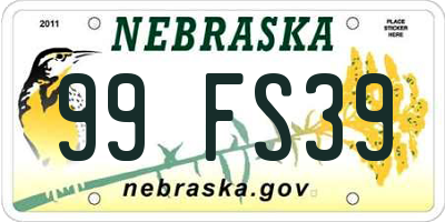 NE license plate 99FS39