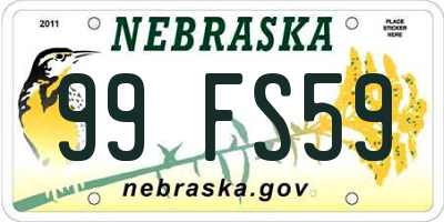 NE license plate 99FS59