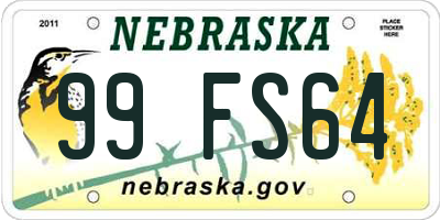NE license plate 99FS64