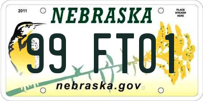 NE license plate 99FT01